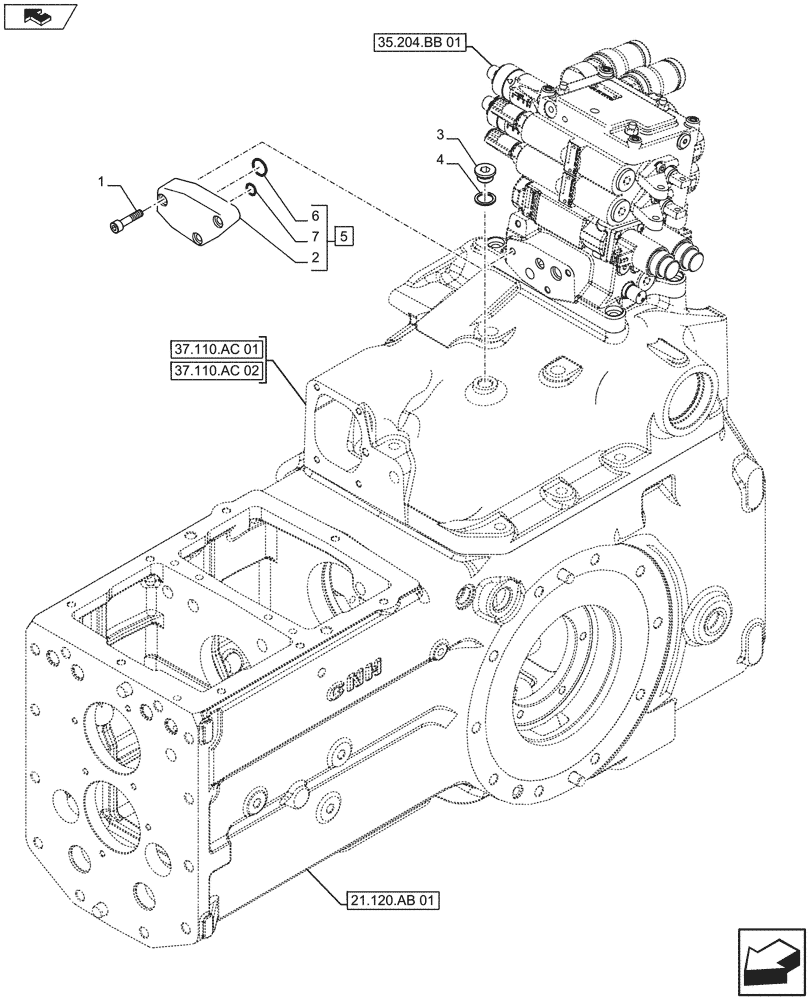 Схема запчастей Case IH FARMALL 105U - (33.220.AM[01]) - STD + VAR - 743572 - REMOTE CONTROL VALVE, COVER (33) - BRAKES & CONTROLS