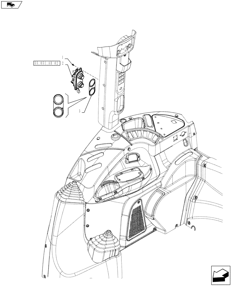 Схема запчастей Case IH FARMALL 105U - (55.051.AB[01]) - STD + VAR - 390641 - HEATING SYSTEM, CONTROL PANEL (55) - ELECTRICAL SYSTEMS