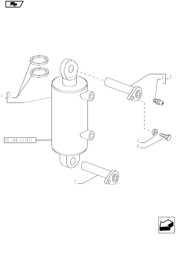 Схема запчастей Case IH MAGNUM 180 - (35.100.03[02]) - HYDRAULIC POWER LIFT WITH 2 (100MM) EXTERNAL CYLINDERS, CYLINDER AND PINS (35) - HYDRAULIC SYSTEMS
