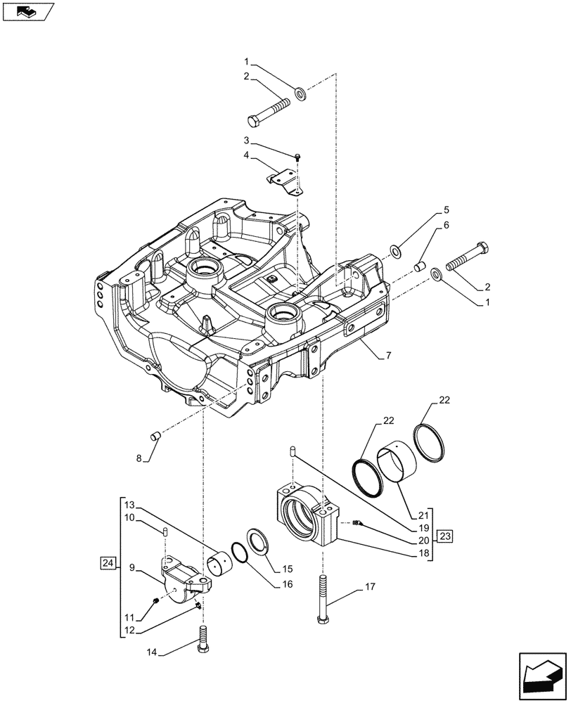 Схема запчастей Case IH FARMALL 115U - (25.100.AV[03]) - VAR - 743962 - FRONT AXLE SUPPORT, MULTIPURPOSE (25) - FRONT AXLE SYSTEM