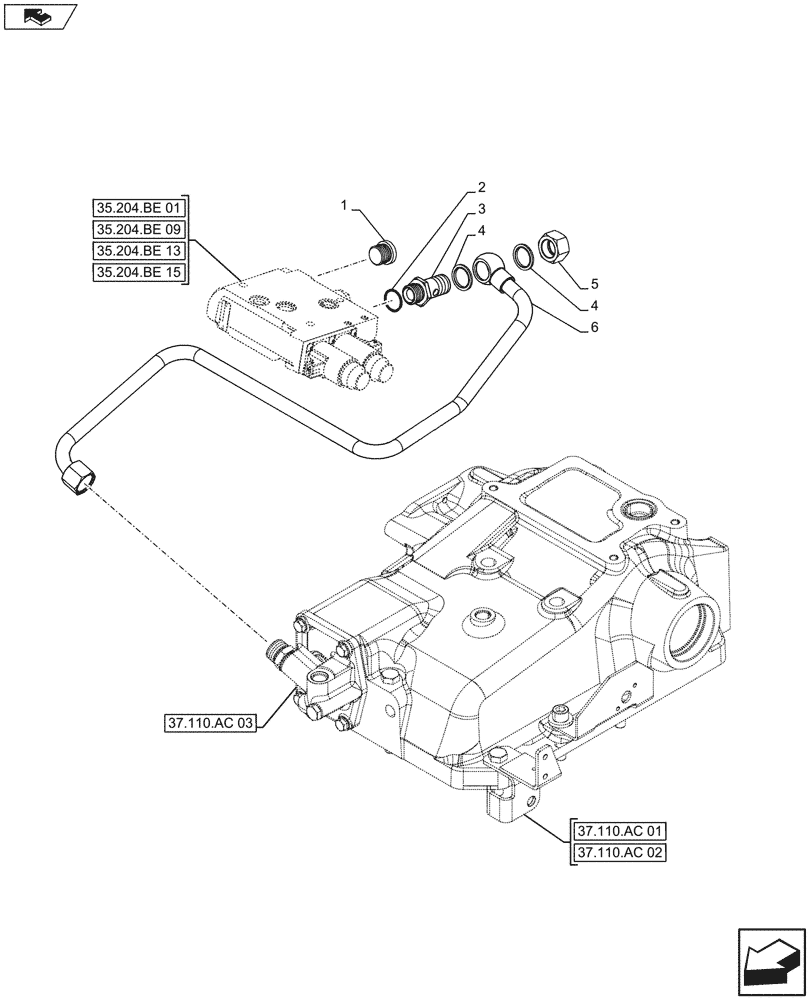 Схема запчастей Case IH FARMALL 115U - (35.100.AR) - VAR - 330849, 331844, 332844, 338844 - REMOTE CONTROL VALVE, REAR, LINE (35) - HYDRAULIC SYSTEMS