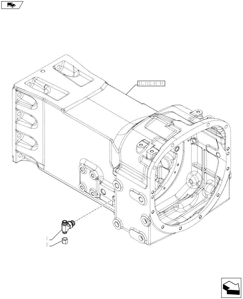 Схема запчастей Case IH FARMALL 115U - (21.112.AC[05]) - STD + VAR - 743915 - TRANSMISSION HOUSING, FITTING, W/ FRONT PTO, W/O MID MOUNT VALVES (21) - TRANSMISSION