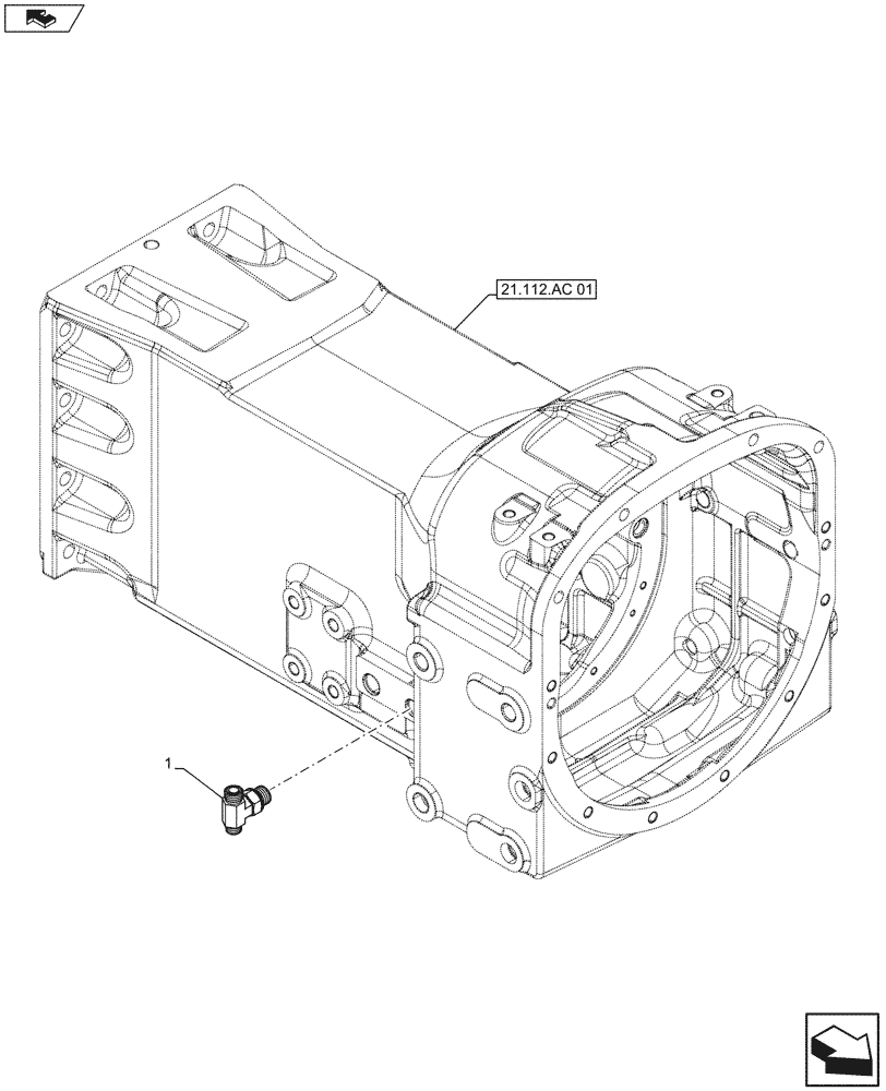 Схема запчастей Case IH FARMALL 105U - (21.112.AC[06]) - VAR - 336386 - TRANSMISSION HOUSING, FITTING, W/ MID MOUNT VALVES (21) - TRANSMISSION