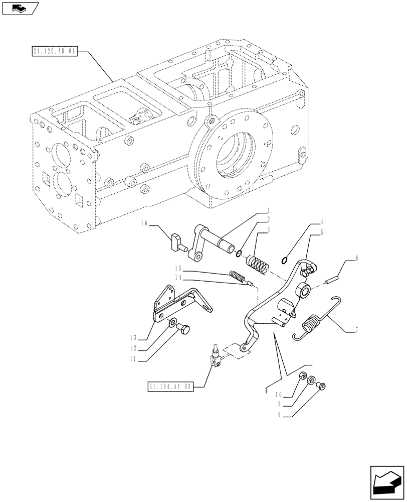 Схема запчастей Case IH FARMALL 105U - (18.100.AF[03]) - VAR - 331819 - CLUTCH CONTROL LEVER - PTO 540-540E RPM W/ GROUND SPEED, ISO (18) - CLUTCH