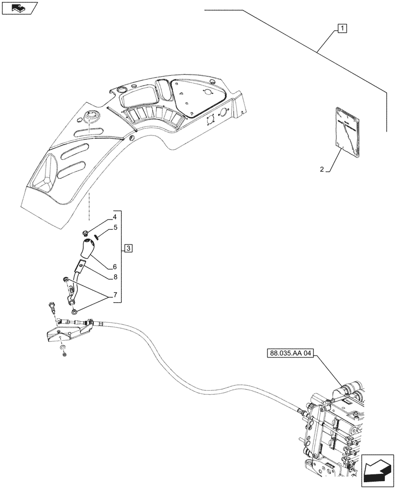 Схема запчастей Case IH FARMALL 115U - (88.035.AA[03]) - DIA KIT, 1 DIVERTER FOR 3 REMOTES (88) - ACCESSORIES