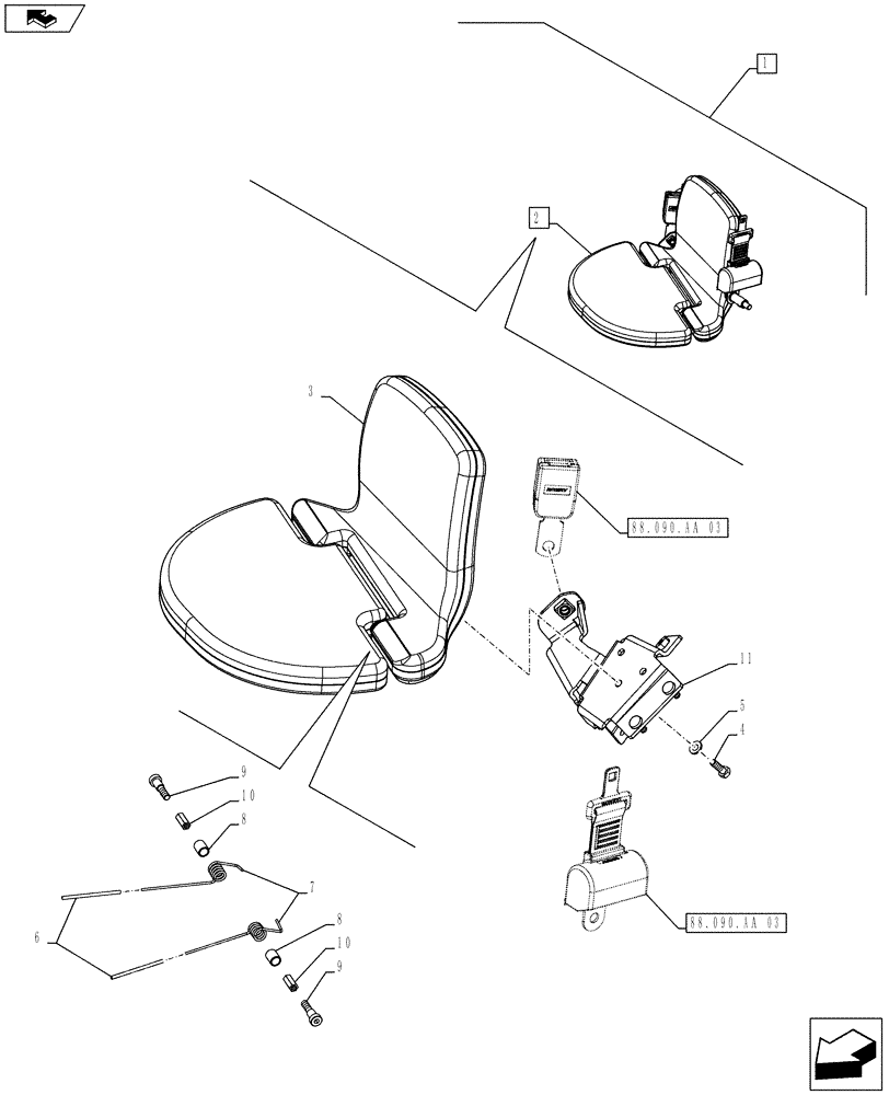 Схема запчастей Case IH FARMALL 115U - (88.090.AA[02]) - DIA KIT, INSTRUCTION SEAT WITH BELT (88) - ACCESSORIES