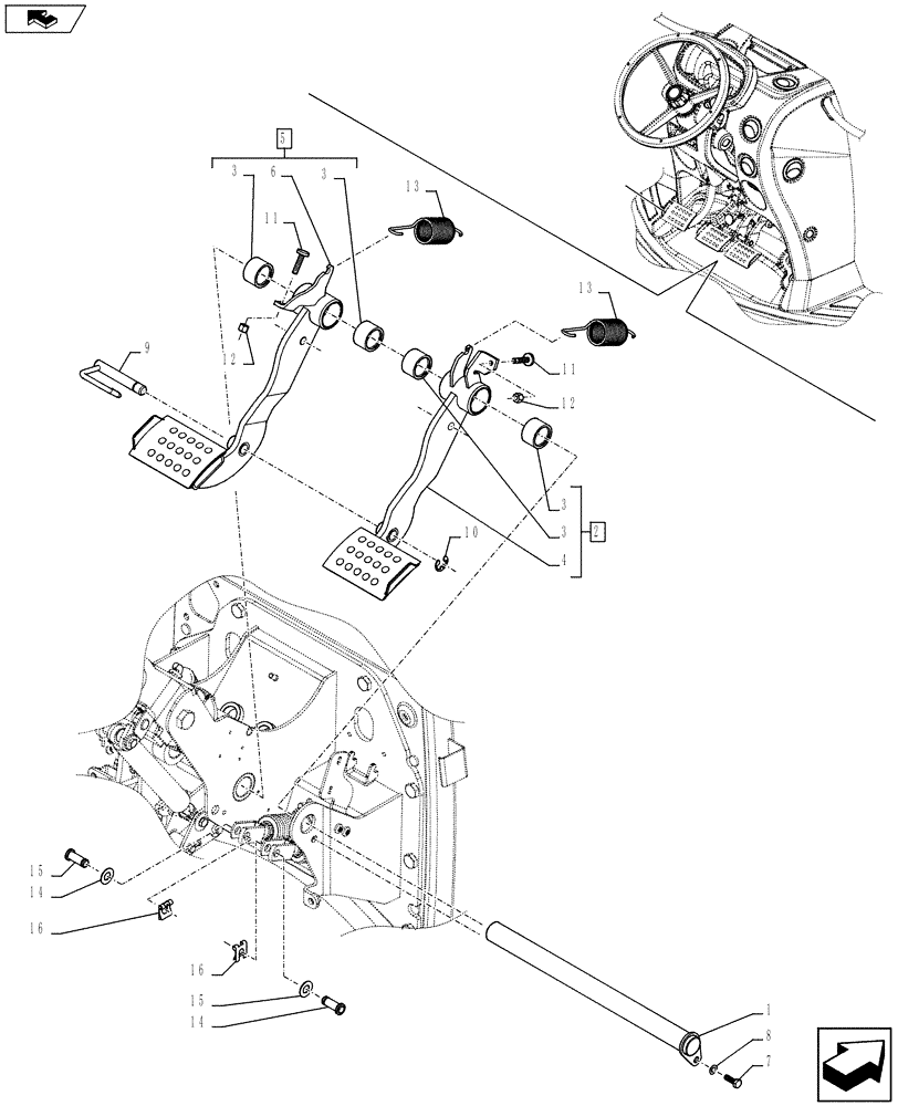 Схема запчастей Case IH FARMALL 105U - (33.202.BN[01]) - STD + VAR - 336606, 391606 - BRAKE PACKAGE, PEDAL - END YR 02-MAY-2014 (33) - BRAKES & CONTROLS