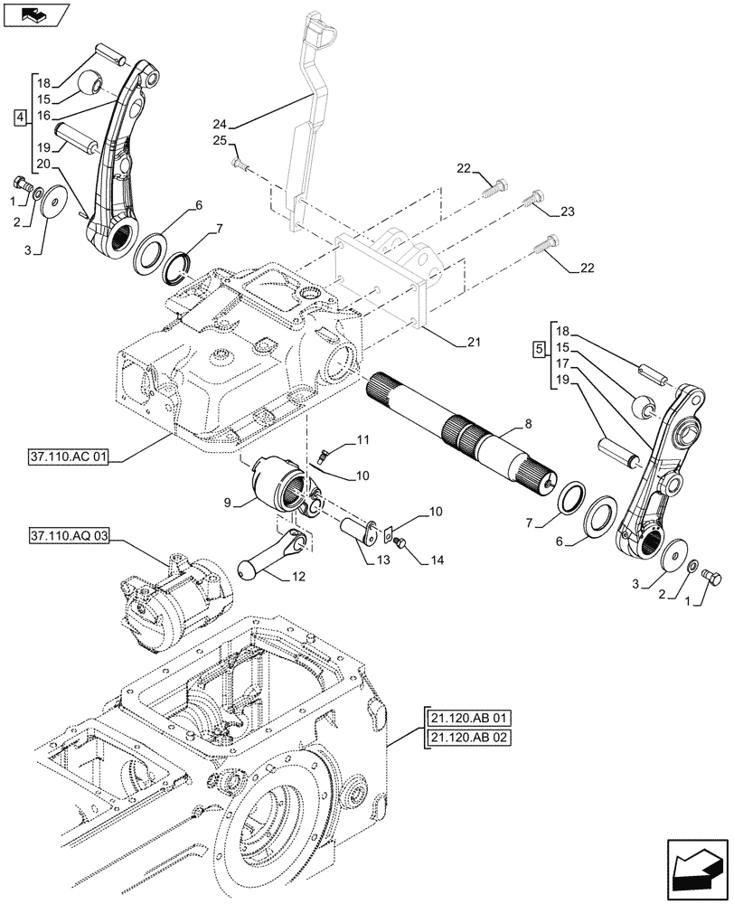 Схема запчастей Case IH FARMALL 105U - (37.110.AQ[04]) - VAR - 743597 - REMOTE CONTROL VALVE, LIFT ARM, ISO (37) - HITCHES, DRAWBARS & IMPLEMENT COUPLINGS