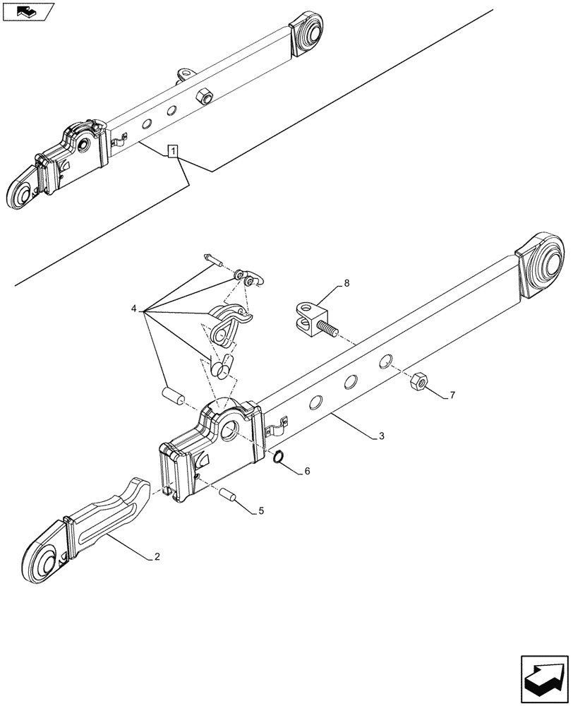 Схема запчастей Case IH FARMALL 105U - (37.110.AE[04]) - STD + VAR - 743598 - REAR, LIFT ARM, COMPONENTS (37) - HITCHES, DRAWBARS & IMPLEMENT COUPLINGS