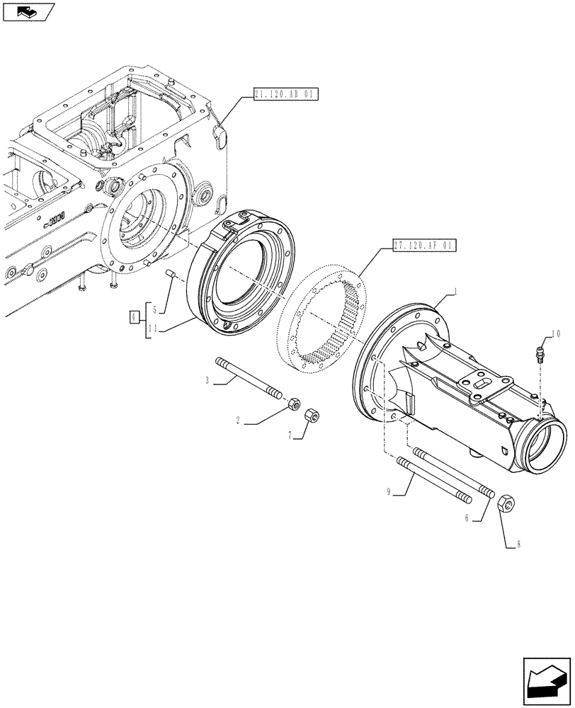 Схема запчастей Case IH FARMALL 105U - (27.120.AI) - STD + VAR - 743931, 743932 - FINAL DRIVE HOUSING, SPACER (27) - REAR AXLE SYSTEM