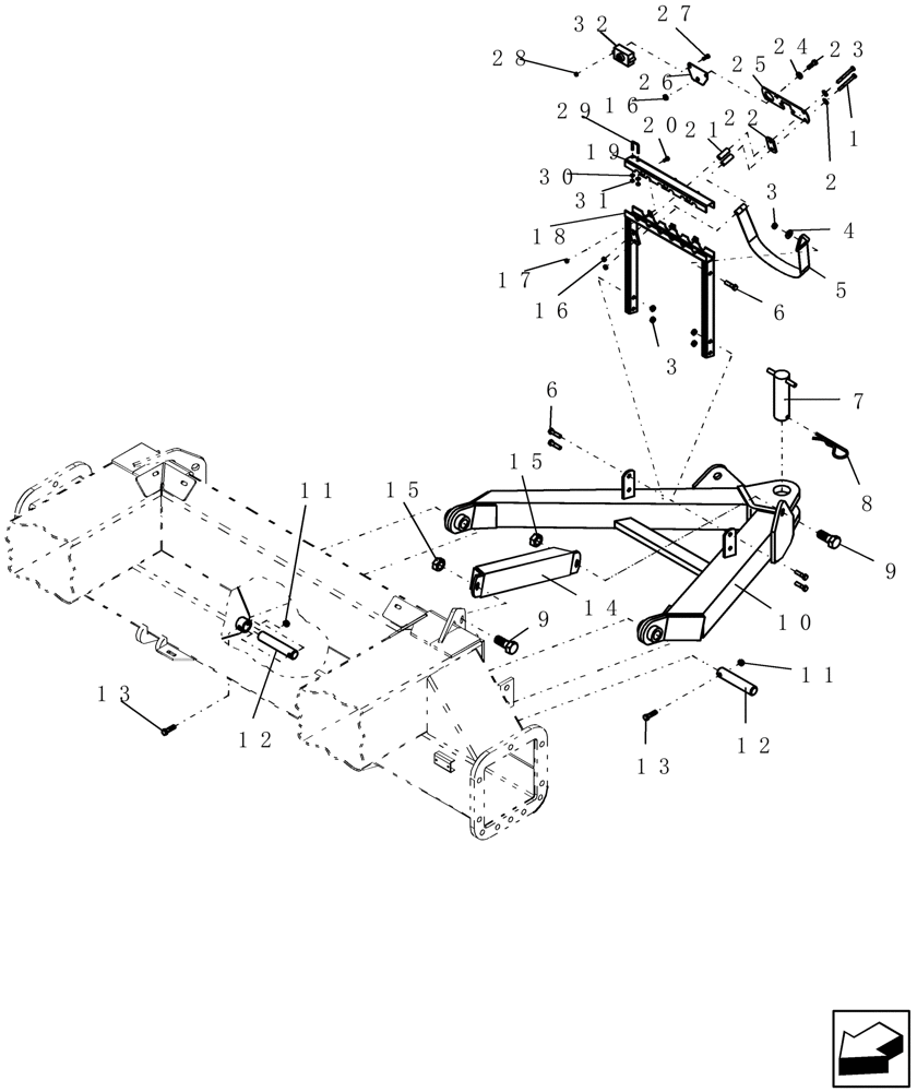 Схема запчастей Case IH ADX3360 - (F.10.D[13]) - TOW BETWEEN REAR HITCH F - Frame Positioning