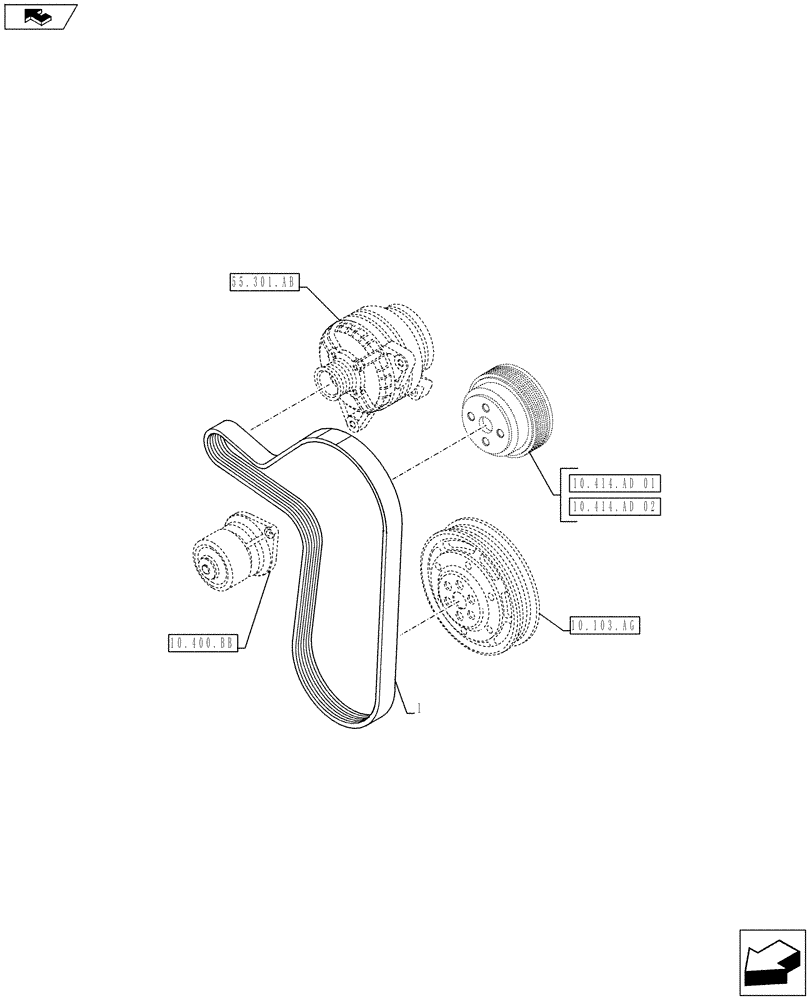 Схема запчастей Case IH F4CE9484L J600 - (10.414.BE) - BELT (10) - ENGINE