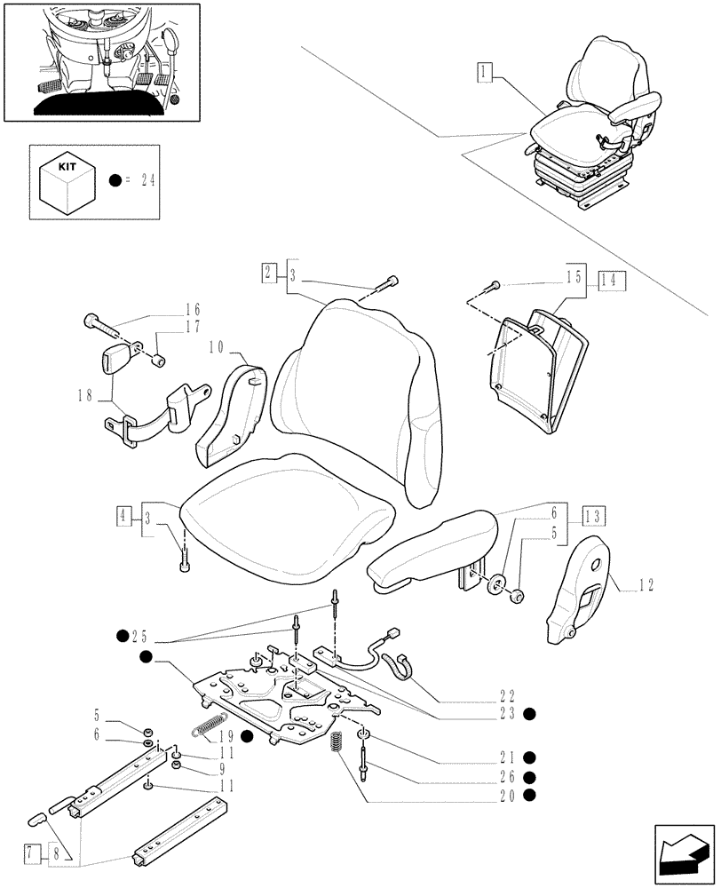 Схема запчастей Case IH MAXXUM 100 - (1.93.3/ C[01]) - "GRAMMER" SEAT WITH BELTS AND SWITCH - BREAKDOWN - L/CAB - C5518 (VAR.330709) (10) - OPERATORS PLATFORM/CAB