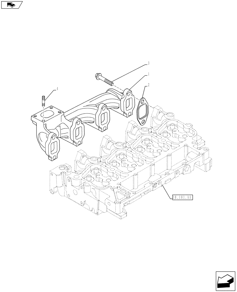 Схема запчастей Case IH F4CE9487N J603 - (10.254.AC) - EXHAUST MANIFOLD (10) - ENGINE