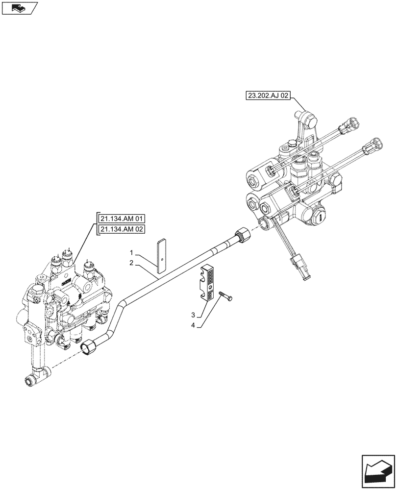 Схема запчастей Case IH FARMALL 115U - (23.202.AN[03]) - VAR - 330308, 330415 - 4WD, LUBRICATION LINE, ISO (23) - FOUR WHEEL DRIVE SYSTEM