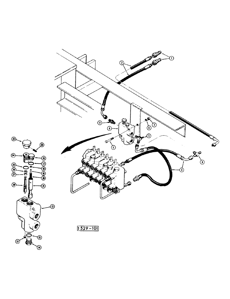 Схема запчастей Case IH 1529 - (188) - ADJUSTABLE FLOW CONTROL VALVE 