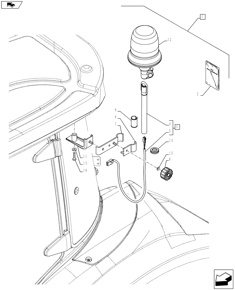 Схема запчастей Case IH FARMALL 115U - (88.055.AA[01]) - DIA KIT, ROTARY BEACON, LEFT SIDE (88) - ACCESSORIES