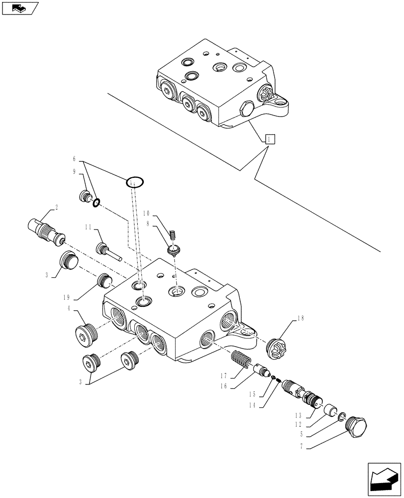 Схема запчастей Case IH FARMALL 115U - (35.204.BE[03]) - VAR - 330849, 331844, 332844, 338844 - REMOTE CONTROL VALVE, INLET SECTION, COMPONENTS (35) - HYDRAULIC SYSTEMS