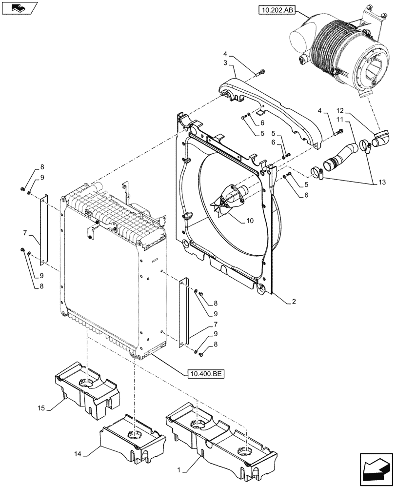 Схема запчастей Case IH FARMALL 115U - (10.400.BF[02]) - VAR - 330200 - RADIATOR FAN SHROUD (10) - ENGINE