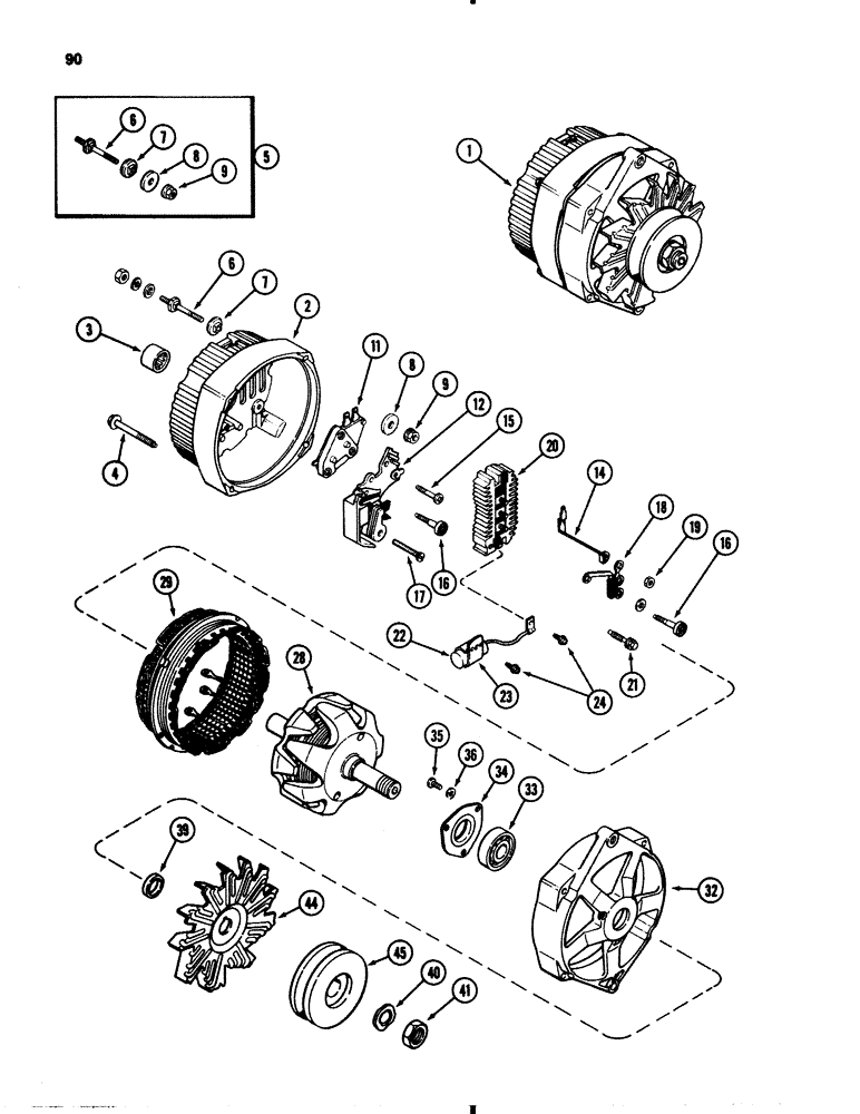 Схема запчастей Case IH 1845B - (090) - L102693 ALTERNATOR, USES METRIC HARDWARE (04) - ELECTRICAL SYSTEMS