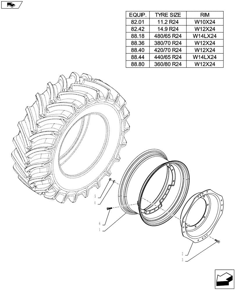 Схема запчастей Case IH FARMALL 115U - (44.511.AE[04]) - WHEEL - FRONT (44) - WHEELS