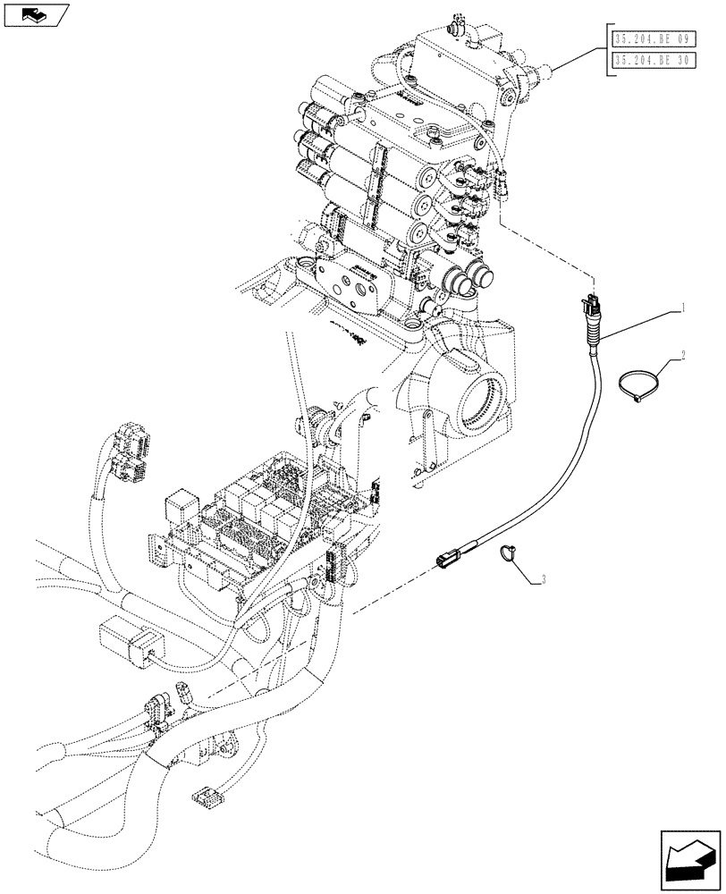 Схема запчастей Case IH FARMALL 105U - (55.100.DP) - VAR - 332844 - REMOTE CONTROL VALVE, HARNESS, W/ DIVERTER (55) - ELECTRICAL SYSTEMS