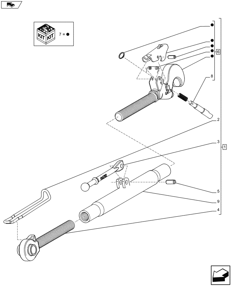 Схема запчастей Case IH FARMALL 105U - (37.110.AE[07]) - VAR - 332953 - TOP LINK, COMPONENTS, ISO (37) - HITCHES, DRAWBARS & IMPLEMENT COUPLINGS