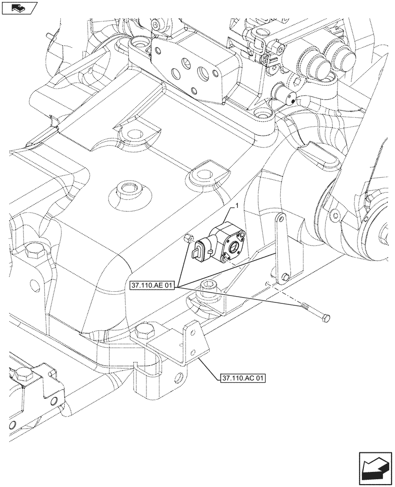 Схема запчастей Case IH FARMALL 105U - (55.633.AC[02]) - STD + VAR - 390832 - ELECTRONIC LIFT, REAR, SENSOR, NA (55) - ELECTRICAL SYSTEMS