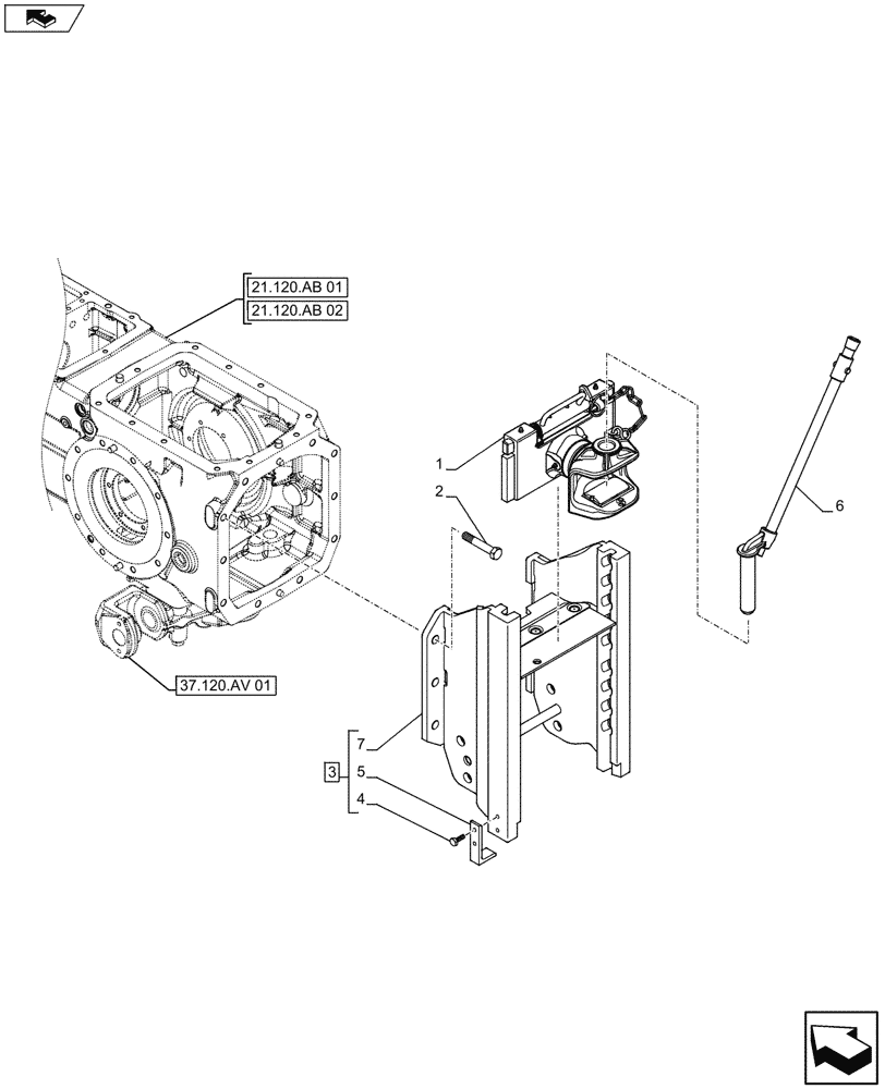 Схема запчастей Case IH FARMALL 115U - (37.100.AF[06]) - VAR - 330897 - DRAWBAR AND HITCH, TOW HOOK, ISO (37) - HITCHES, DRAWBARS & IMPLEMENT COUPLINGS