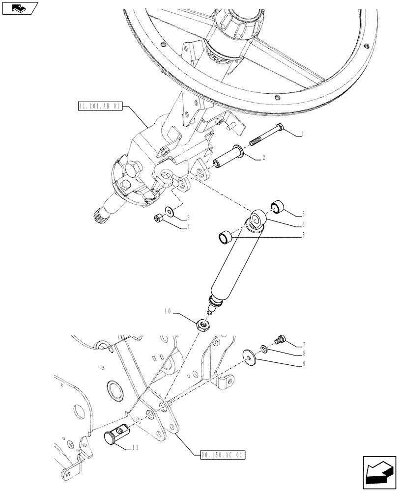 Схема запчастей Case IH FARMALL 105U - (41.101.AB[02]) - STD + VAR - 392644 - STEERING COLUMN, GAS STRUT (41) - STEERING