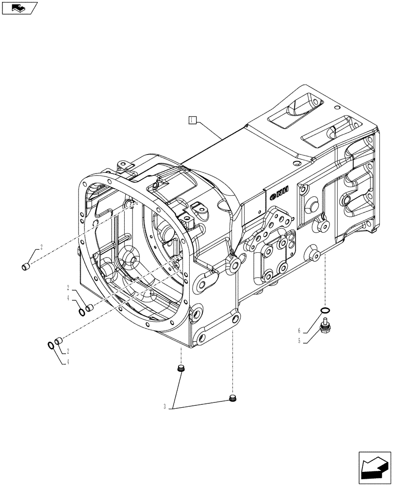 Схема запчастей Case IH FARMALL 105U - (21.112.AC[04]) - VAR - 332279 - TRANSMISSION HOUSING (24X24), POWERSHUTTLE (21) - TRANSMISSION