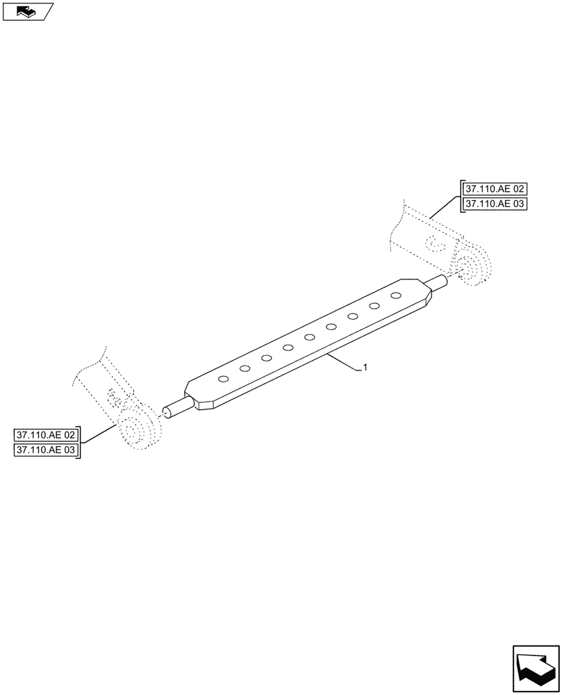 Схема запчастей Case IH FARMALL 105U - (37.110.AE[08]) - VAR - 330899 - CROSSMEMBER - ISO (37) - HITCHES, DRAWBARS & IMPLEMENT COUPLINGS