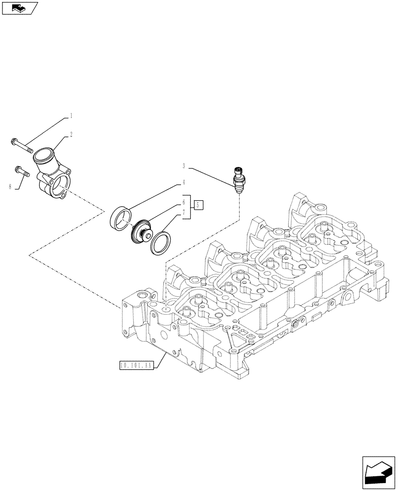 Схема запчастей Case IH F4CE9484L J600 - (10.400.BC) - THERMOSTAT (10) - ENGINE