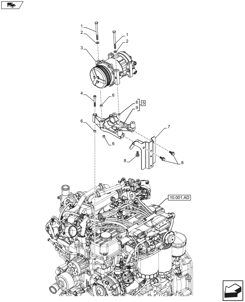 Схема запчастей Case IH FARMALL 105U - (50.200.AA[02]) - VAR - 330641, 331641 - AIR CONDITIONING, COMPRESSOR - END YR 13-JAN-2013 (50) - CAB CLIMATE CONTROL