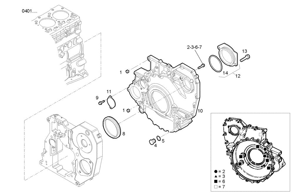 Схема запчастей Case IH F4BE0484F D606 - (0435.001) - FLYWHEEL HOUSING [UP TO # 272516] 