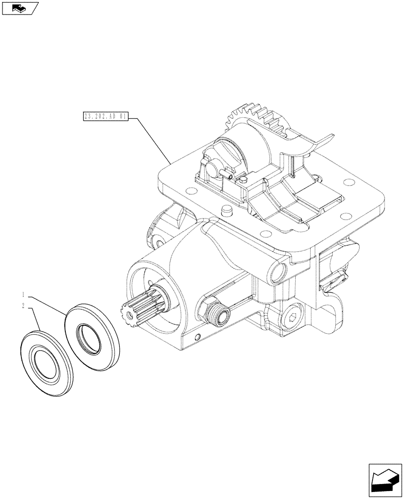 Схема запчастей Case IH FARMALL 115U - (23.202.AD[03]) - STD + VAR - 390448 - 4WD, ELECTROHYDRAULIC ENGAGEMENT, SEAL (23) - FOUR WHEEL DRIVE SYSTEM