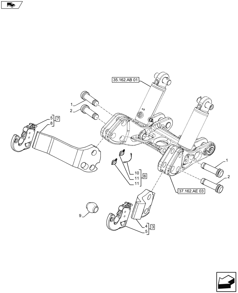 Схема запчастей Case IH FARMALL 115U - (37.166.AE) - VAR - 331789, 332789 - 3 POINT HITCH, FRONT, LIFT LINK (37) - HITCHES, DRAWBARS & IMPLEMENT COUPLINGS