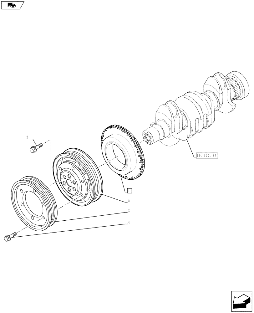 Схема запчастей Case IH F4CE9487N J603 - (10.103.AG) - CRANKSHAFT, PULLEY DRIVE (10) - ENGINE