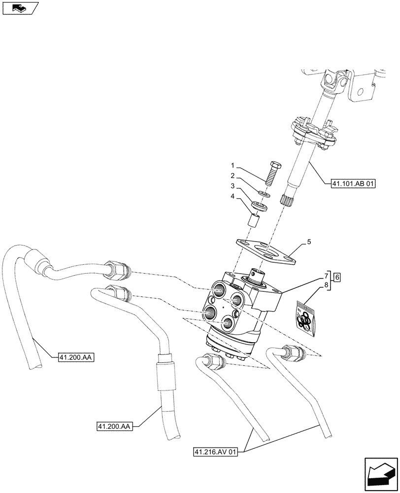 Схема запчастей Case IH FARMALL 105U - (41.200.CA) - STD + VAR - 392644 - STEERING VALVE (41) - STEERING