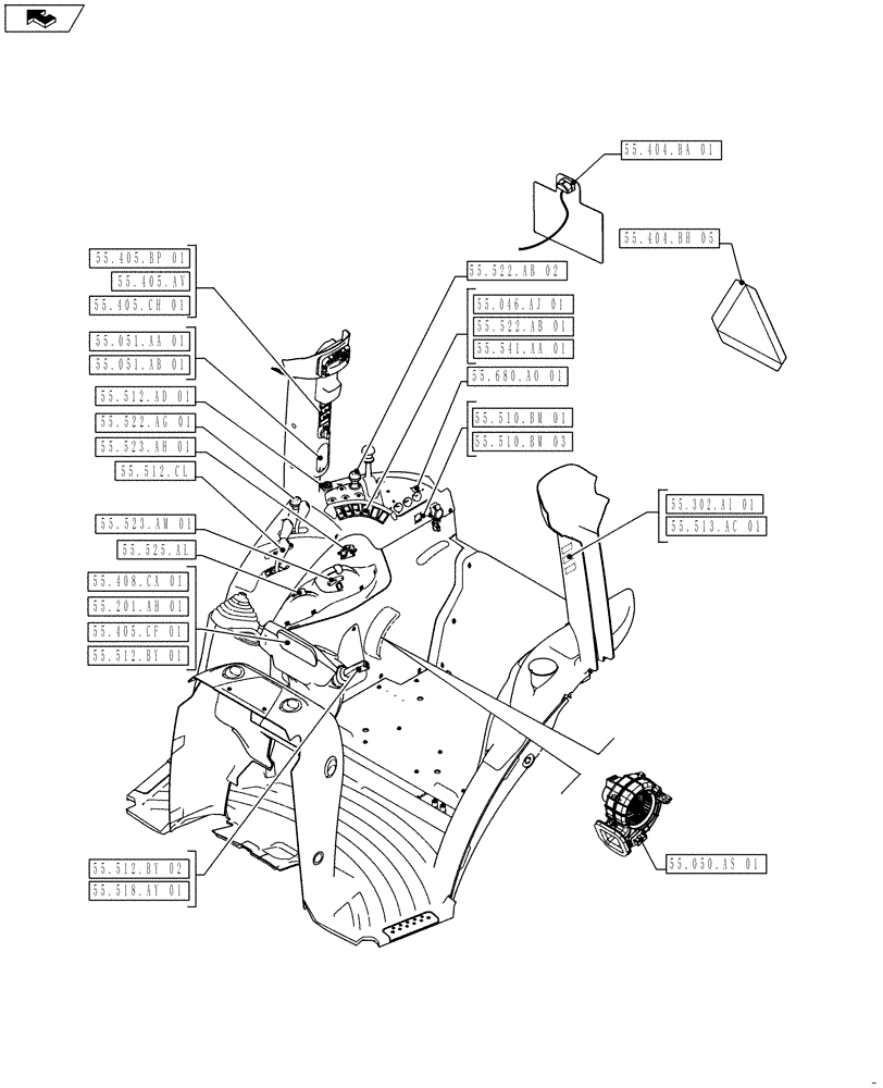 Схема запчастей Case IH FARMALL 115U - (00.000.55[04]) - PICTORIAL INDEX - ELECTRICAL SYSTEMS (00) - GENERAL & PICTORIAL INDEX
