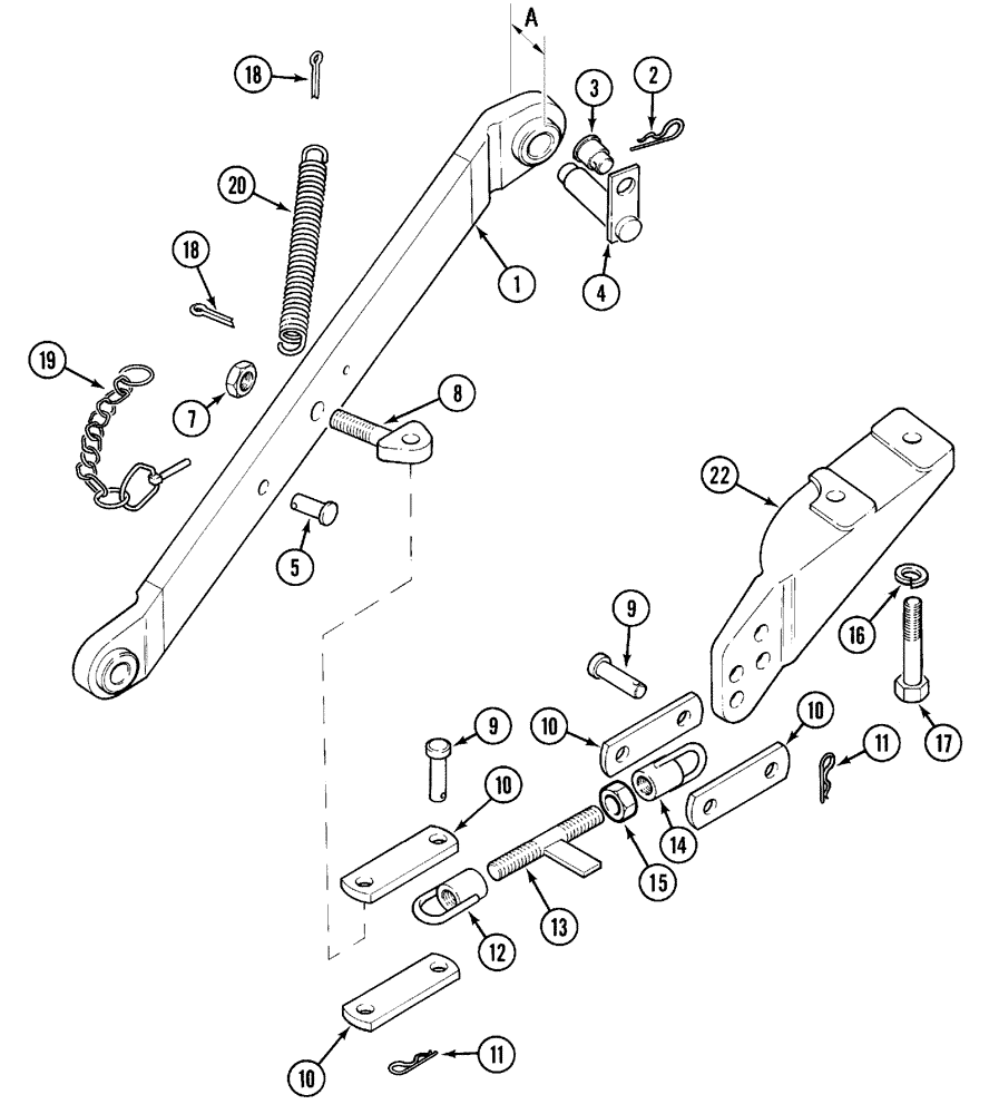 Схема запчастей Case IH C100 - (09-21) - LOWER LINKS - THREE POINT HITCH (09) - CHASSIS/ATTACHMENTS