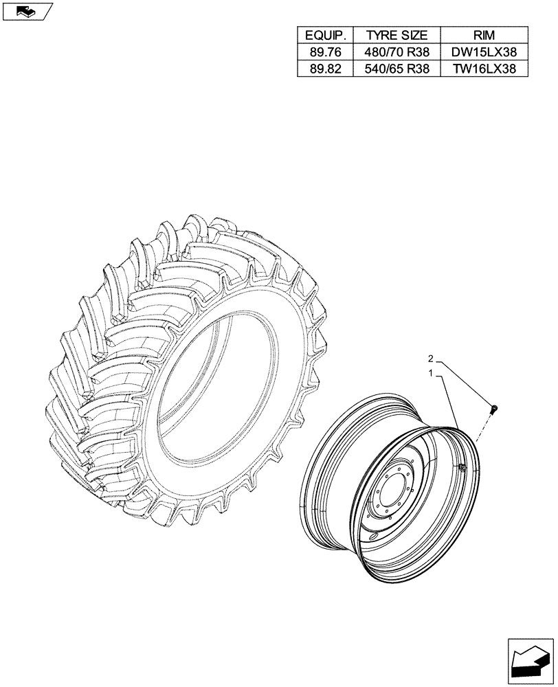 Схема запчастей Case IH FARMALL 115U - (44.520.AB[07]) - WHEEL - REAR - BEGIN S/N ZCJR23173 (44) - WHEELS