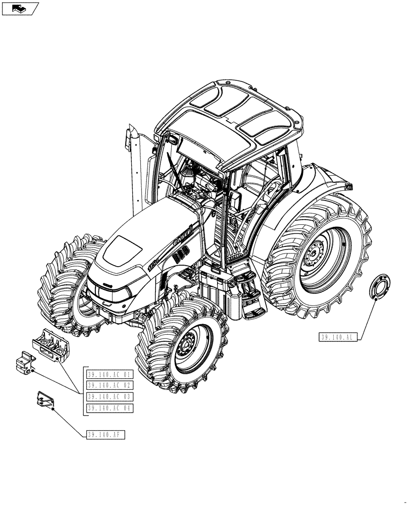 Схема запчастей Case IH FARMALL 115U - (00.000.39) - PICTORIAL INDEX - FRAMES AND BALLASTING (00) - GENERAL & PICTORIAL INDEX