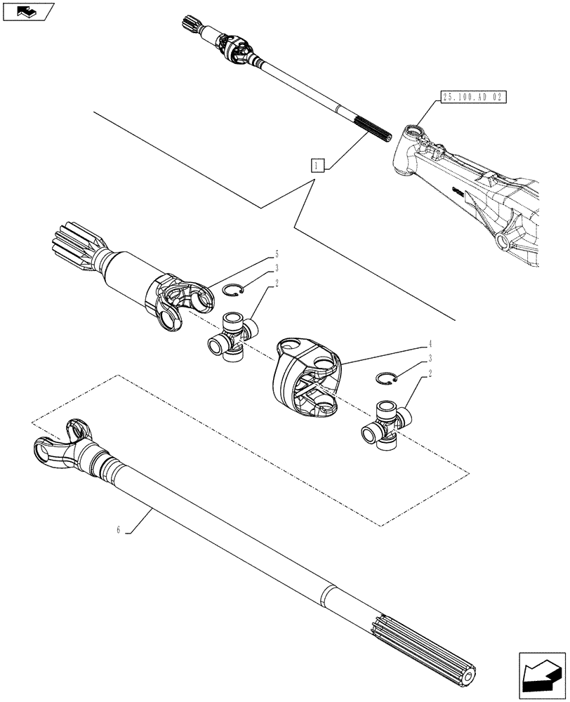 Схема запчастей Case IH FARMALL 105U - (25.108.AA[05]) - VAR - 330308 - 4WD FRONT AXLE, HALF SHAFT, RH, COMPONENTS, W/ HYDRAULIC DIFFERENTIAL LOCK, ISO (25) - FRONT AXLE SYSTEM