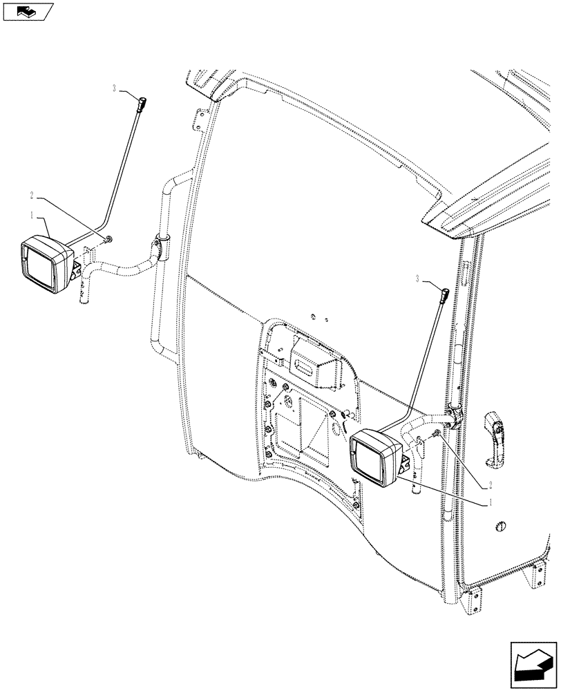 Схема запчастей Case IH FARMALL 105U - (55.404.AP) - VAR - 335717, 336717 - WORK LAMP, GRAB RAIL, FRONT, ISO (55) - ELECTRICAL SYSTEMS