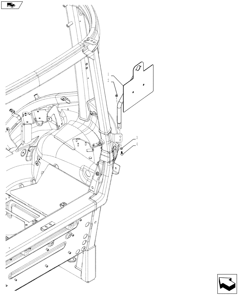 Схема запчастей Case IH FARMALL 115U - (88.100.AC[03]) - VAR - 332011 - LICENSE PLATE LAMP & SUPPORT, RH, ISO (88) - ACCESSORIES