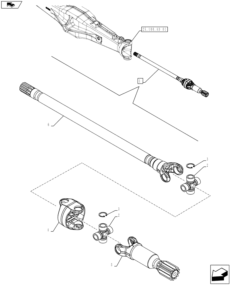 Схема запчастей Case IH FARMALL 115U - (25.108.AA[02]) - STD + VAR - 390399 - 4WD FRONT AXLE, HALF SHAFT, COMPONENTS, W/ LIMITED SLIP DIFFERENTIAL (25) - FRONT AXLE SYSTEM