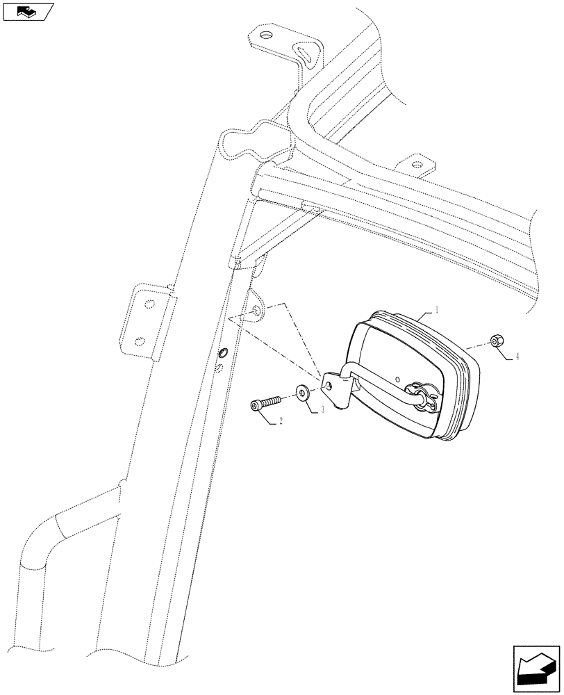 Схема запчастей Case IH FARMALL 105U - (90.151.AK) - STD + VAR - 330879, 392878 - REAR VIEW MIRROR - INSIDE (90) - PLATFORM, CAB, BODYWORK AND DECALS