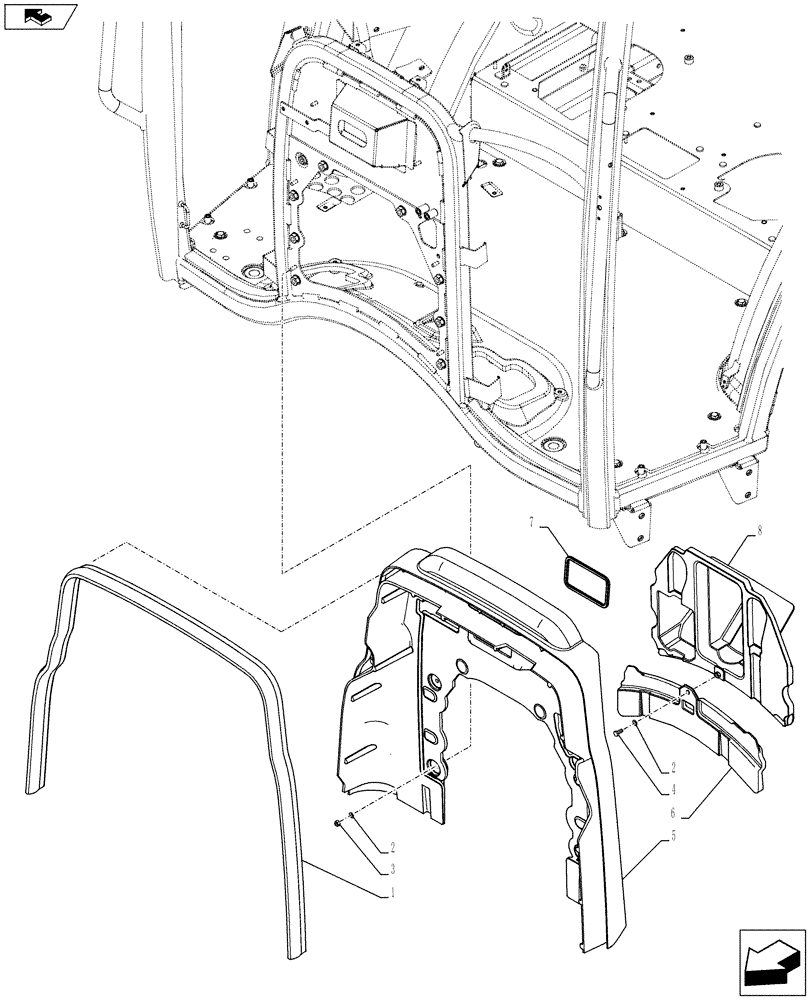 Схема запчастей Case IH FARMALL 105U - (90.105.CQ) - STD + VAR - 390500 - BULKHEAD, INSULATING PANEL (90) - PLATFORM, CAB, BODYWORK AND DECALS