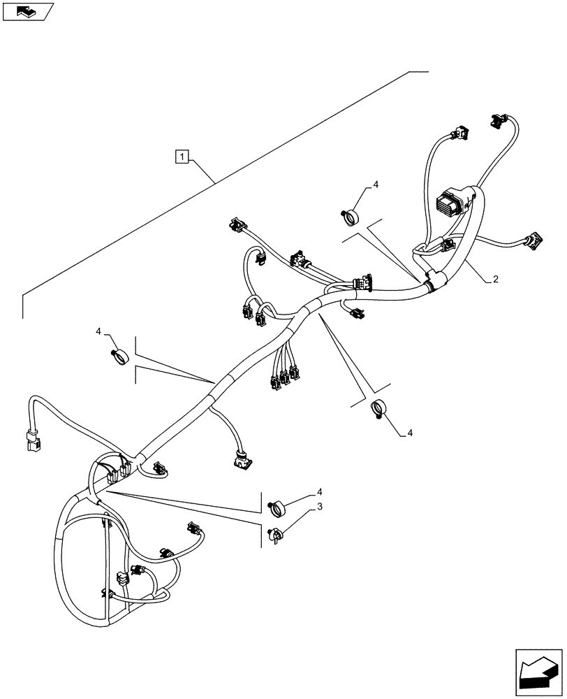 Схема запчастей Case IH FARMALL 105U - (55.024.AA[01]) - STD + VAR - 332279, 332299, 390181 - HARNESS - TRANSMISSION - END YR 18-NOV-2012 (55) - ELECTRICAL SYSTEMS